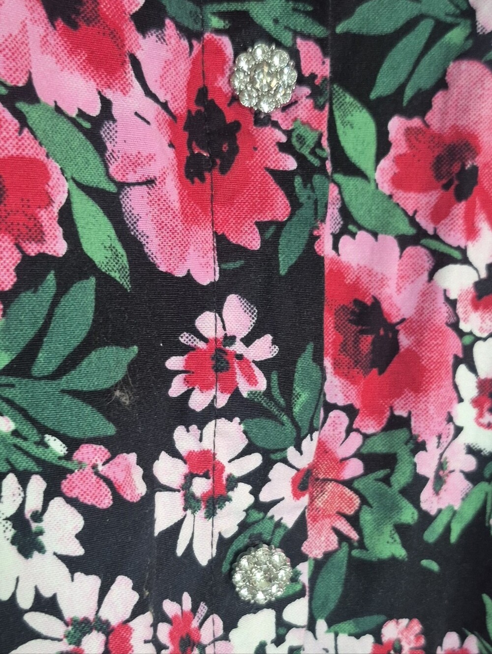 crown & ivy Black Floral Button-Front Pink Blouse Size 3X - Picture 2 of 9